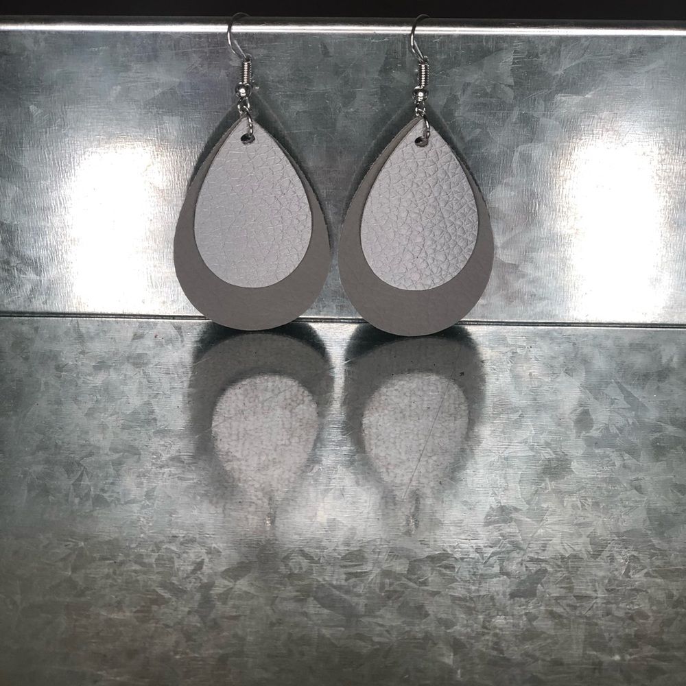 2” Faux Leather Tear Drop Earrings